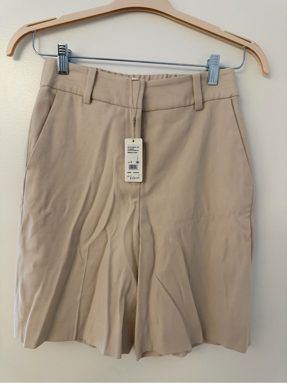 Favorite Daughter Neutral Beige High-Rise Tailored Bermuda Shorts